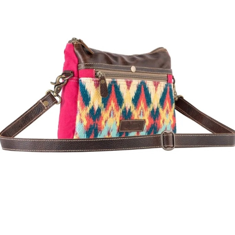 Taffy Upcycled Colorful Crossbody Fuchsia Canvas Leather Sixtease Bag